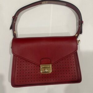 Longchamp Mademoiselle Calf Skin Leather Shoulder Bag in Red